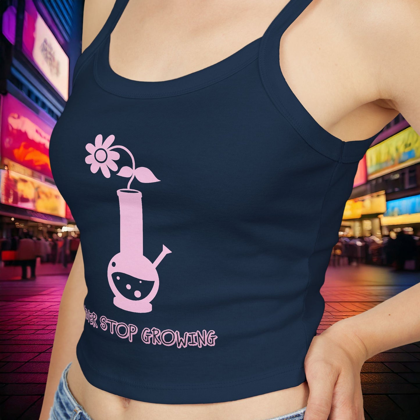 Never Stop Growing - Printed Spaghetti Strap Tank Top