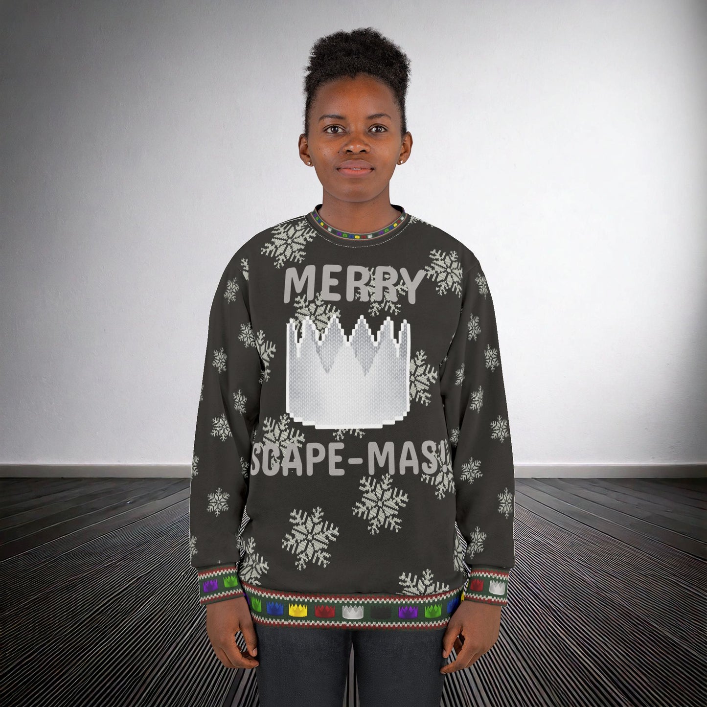 High Octane: "Merry Scape-Mas!" Ugly Christmas Sweater (White)