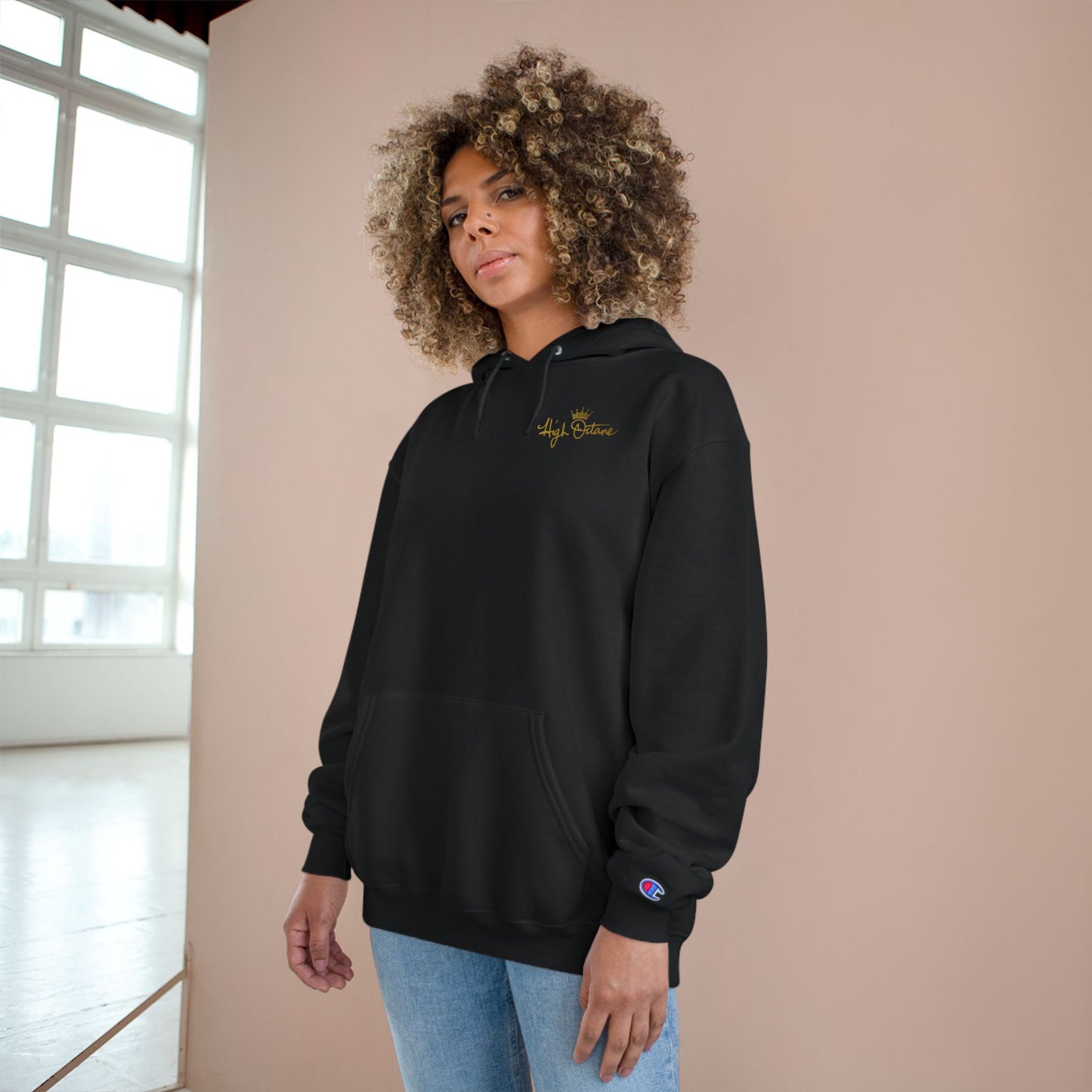 High Octane Champion Hoodie — Script Logo Crown Streetwear Pullover (Gold)