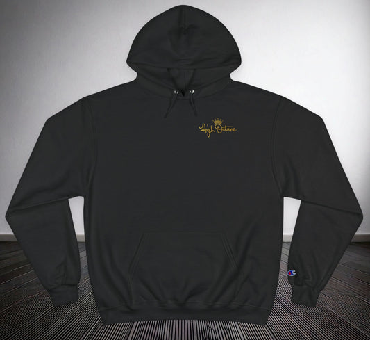 High Octane Champion Hoodie — Script Logo Crown Streetwear Pullover (Gold)