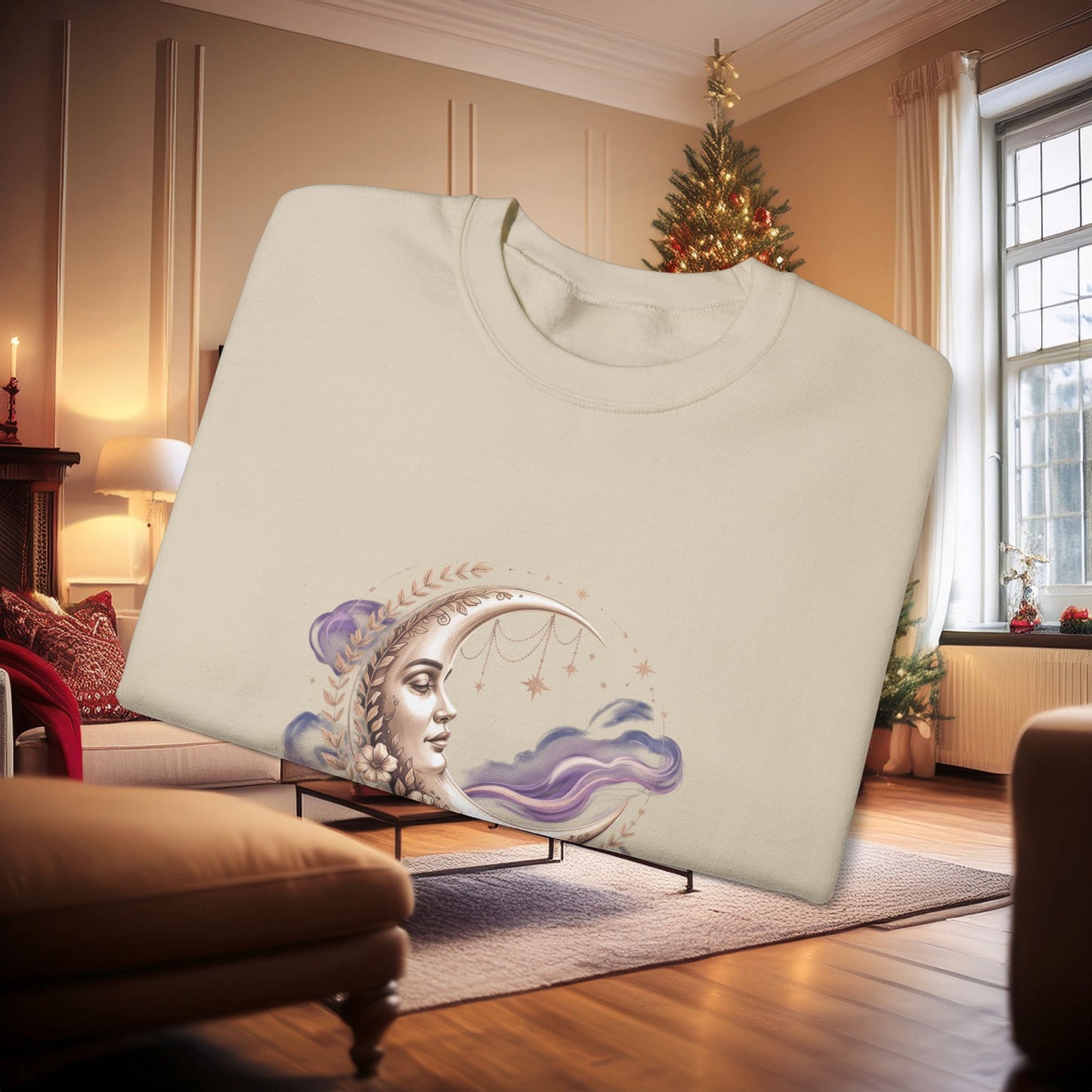 Celestial Dreamer Moon Crewneck Sweatshirt | Whimsigoth 90s Celestial