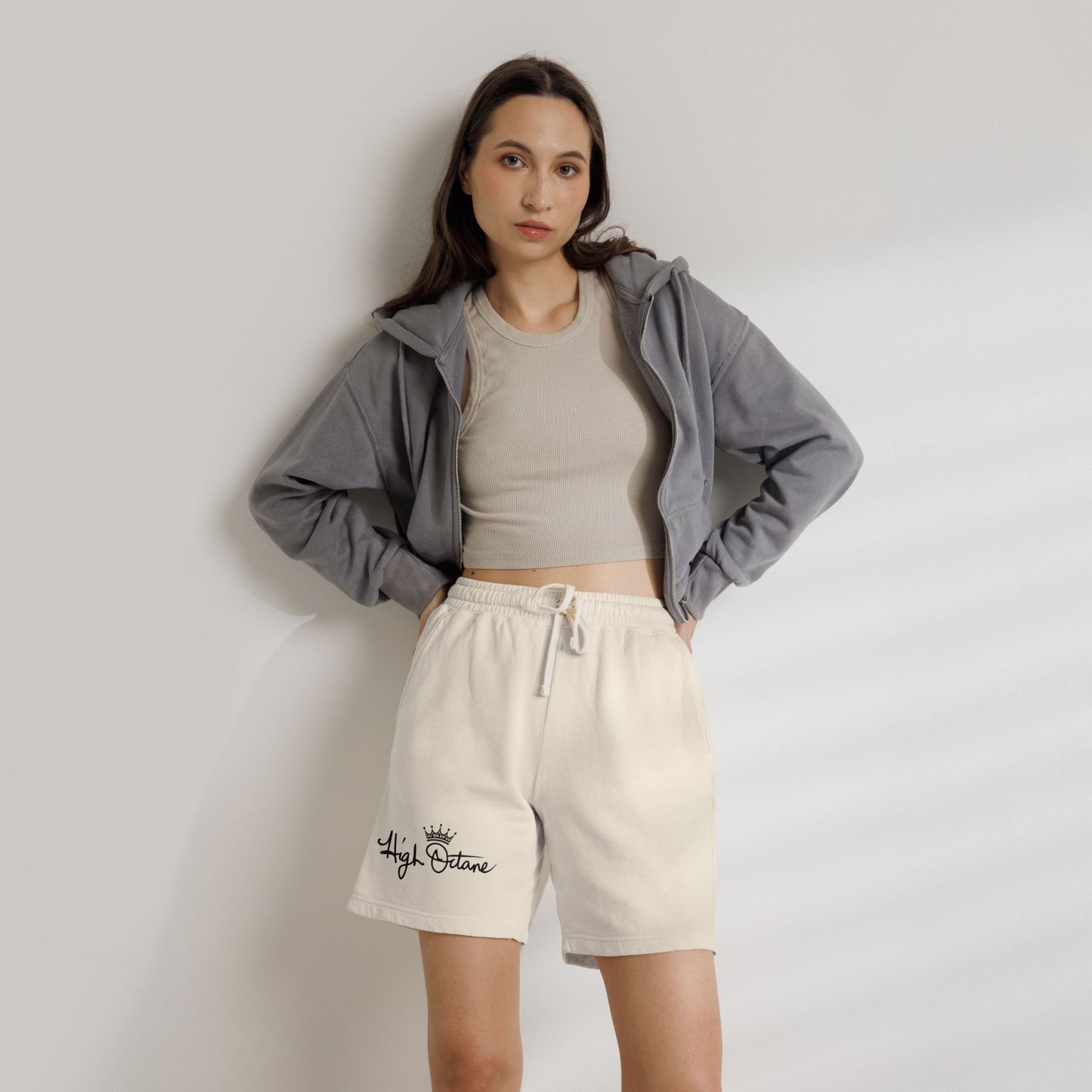 Lightweight Fleece Sweat Shorts — Garment-Dyed Casual Lounge Shorts (Ivory)
