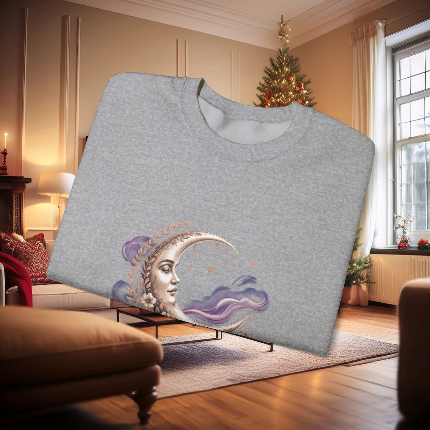 Celestial Dreamer Moon Crewneck Sweatshirt | Whimsigoth 90s Celestial