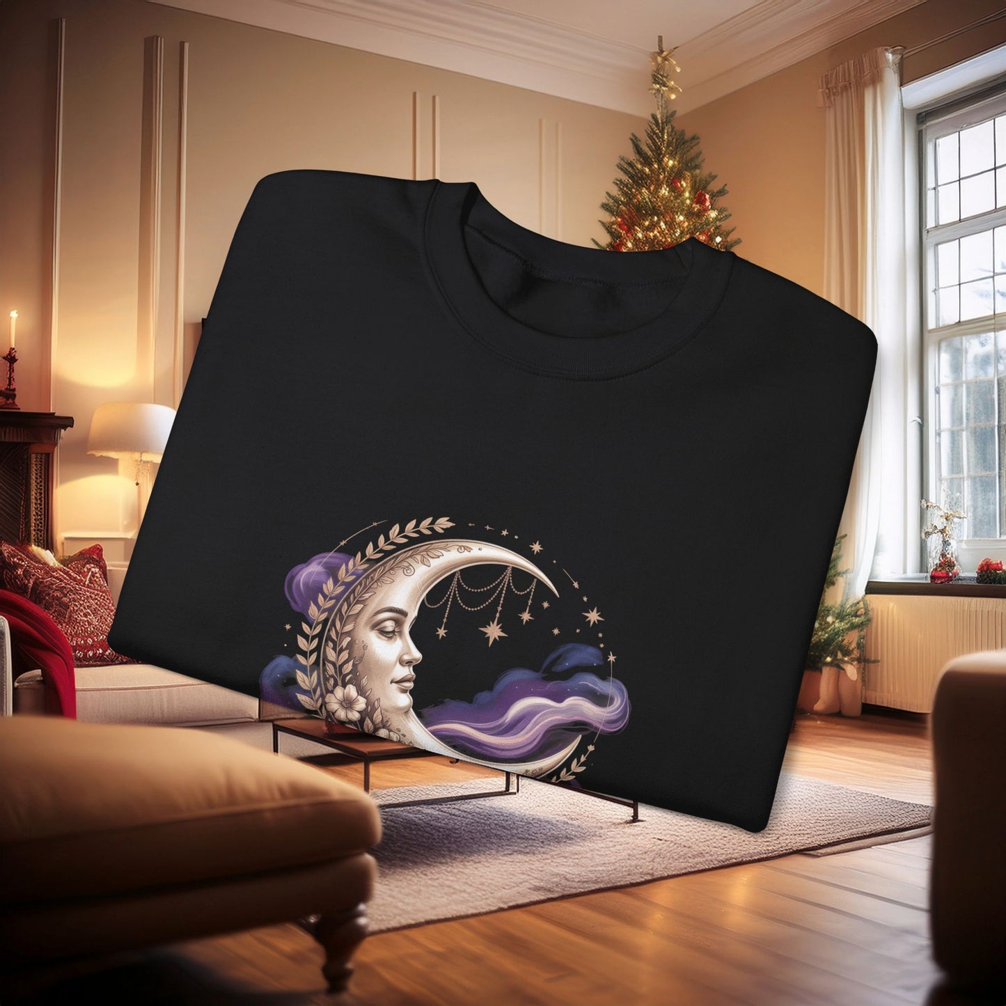 Celestial Dreamer Moon Crewneck Sweatshirt | Whimsigoth 90s Celestial
