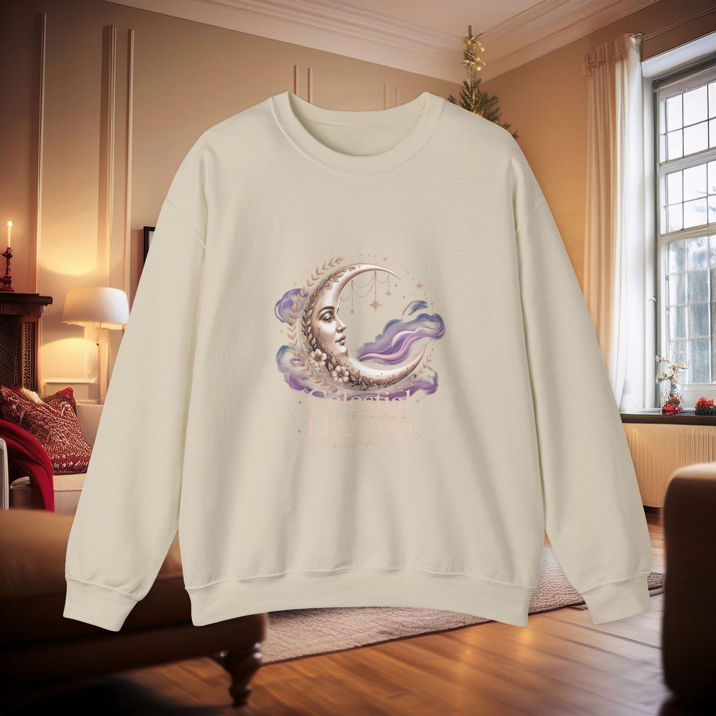 Celestial Dreamer Moon Crewneck Sweatshirt | Whimsigoth 90s Celestial