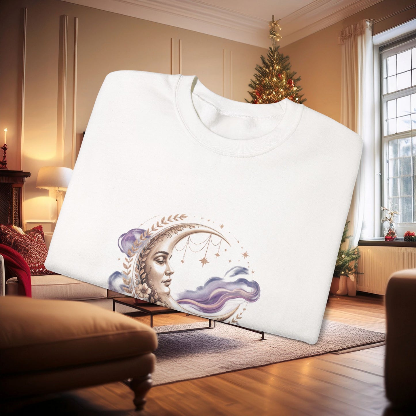 Celestial Dreamer Moon Crewneck Sweatshirt | Whimsigoth 90s Celestial