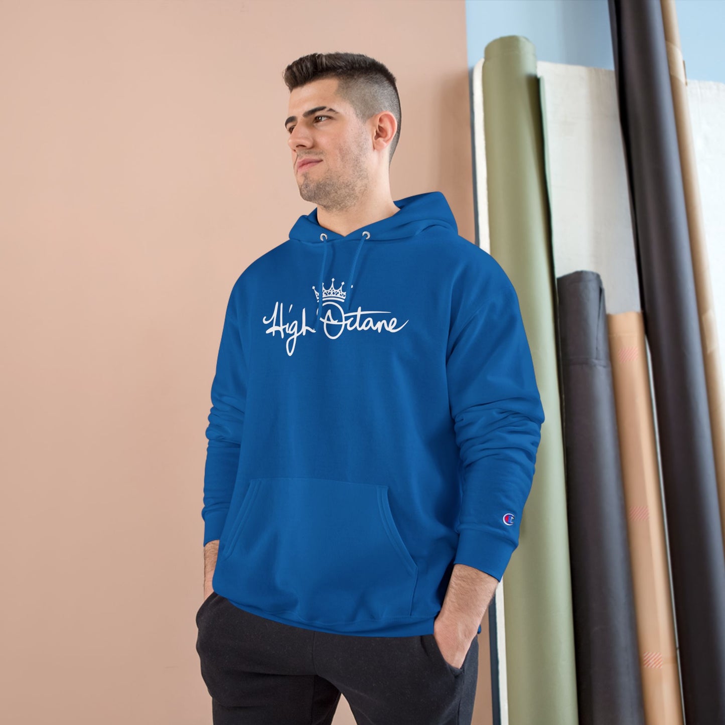 High Octane Champion Hoodie — Script Logo Crown Streetwear Pullover
