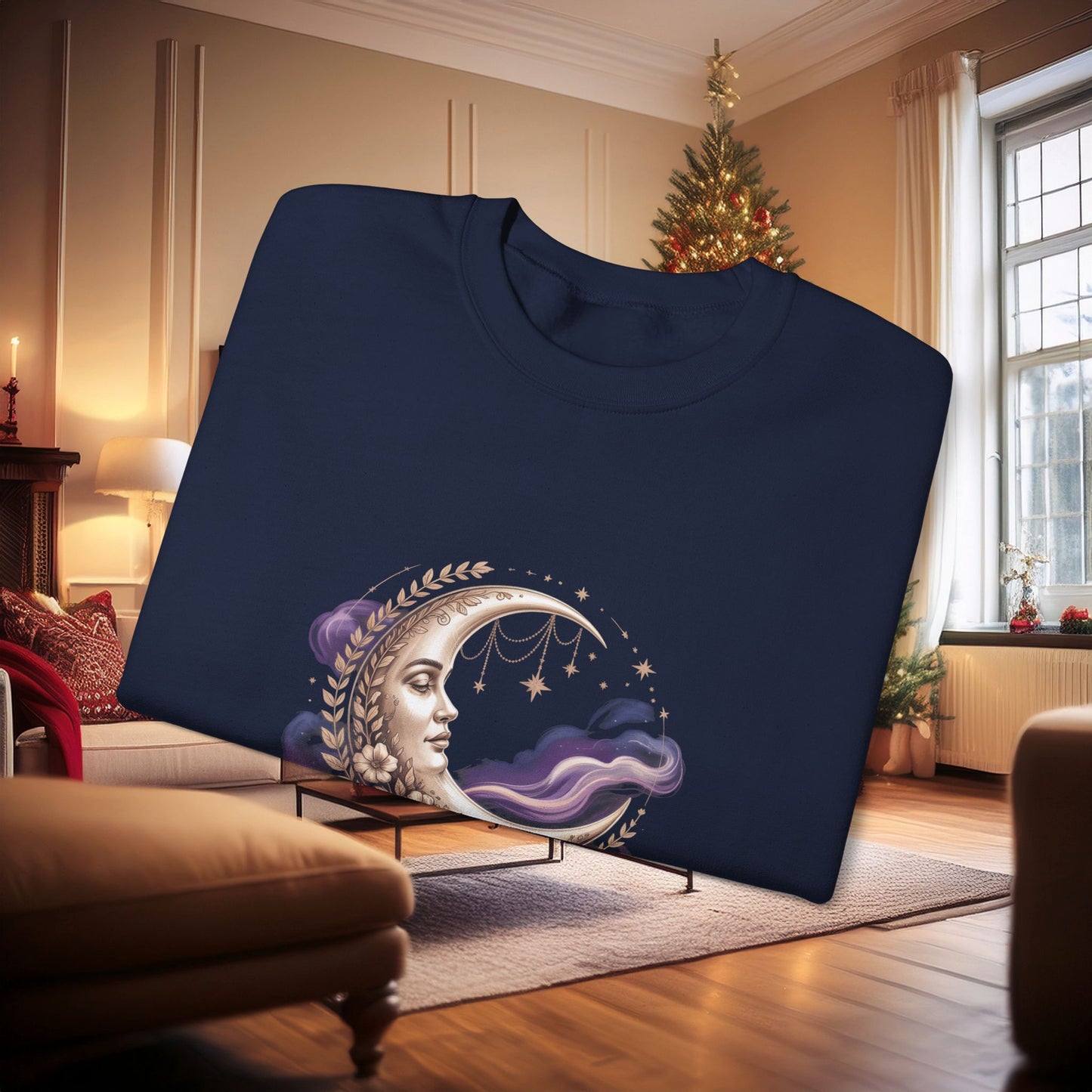 Celestial Dreamer Moon Crewneck Sweatshirt | Whimsigoth 90s Celestial